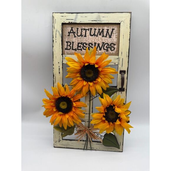 Autumn Blessings sign with sun flowers - Picture 1 of 5